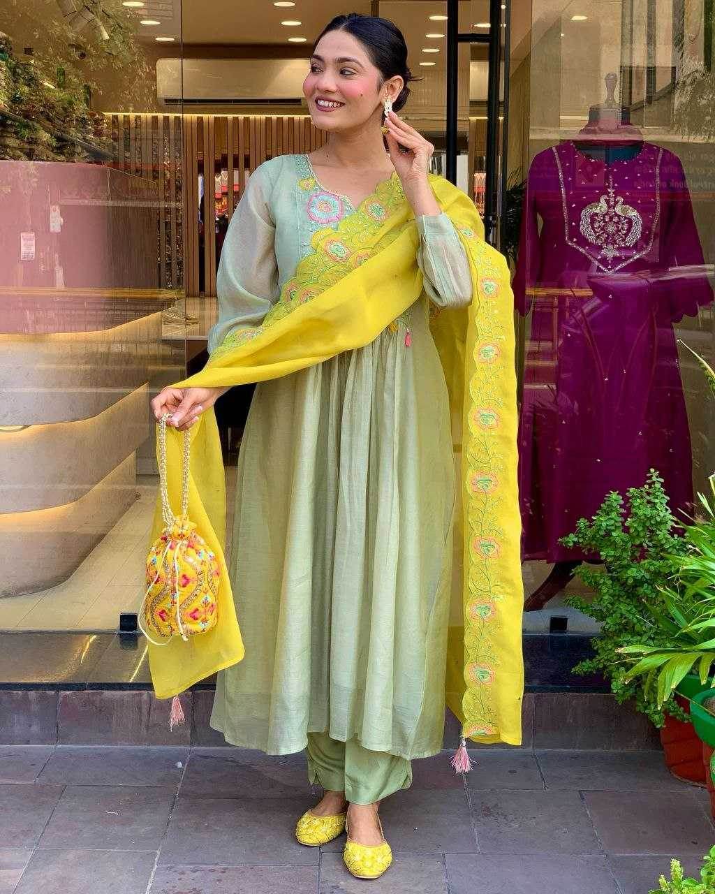 Heavy Parampara Printed Embroidery Anarkali Gown - MYLUXURY LANE ENTERPRISE